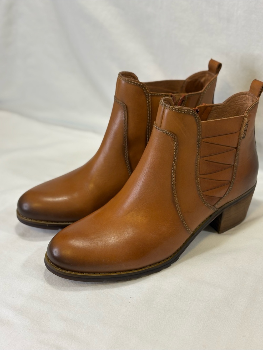 NWOB PIKOLINOS Cognac Leather Ankle Booties w/ Side Woven Leather Detail 10 $295